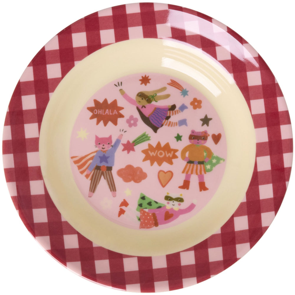 Køb Rice Melamin Kids Skål Med Hero Print - Pink - 250 Ml