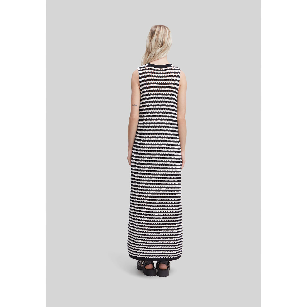IKKS<br>Vestido longo em estilo náutico, malha vazada