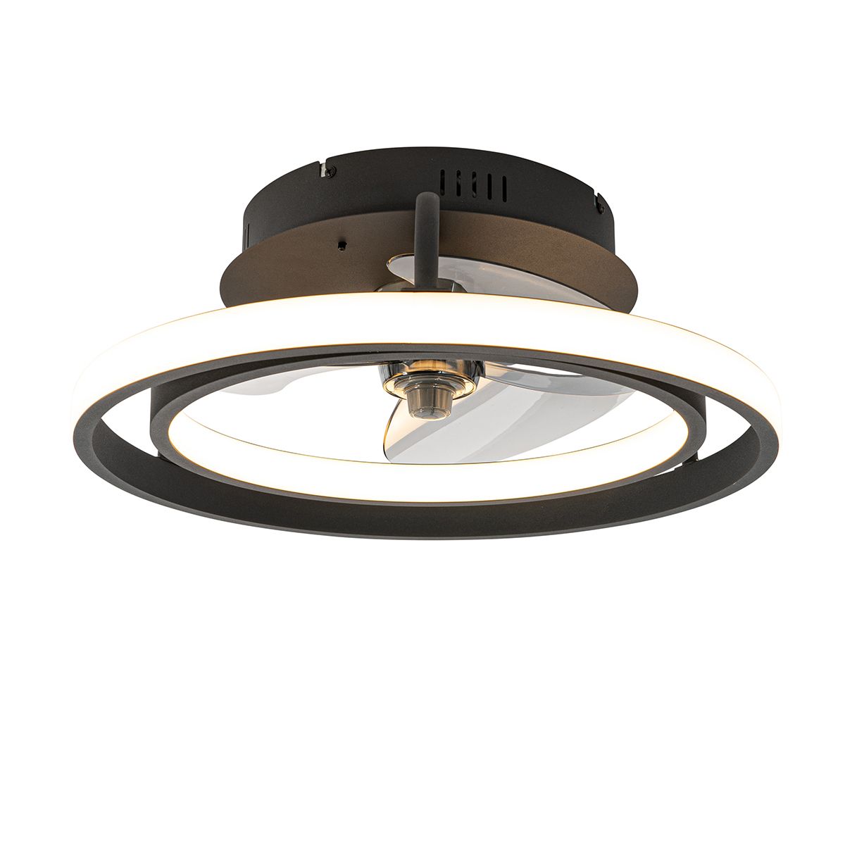 Plafondventilator zwart 46.5cm incl. LED met afstandsbediening - Kees