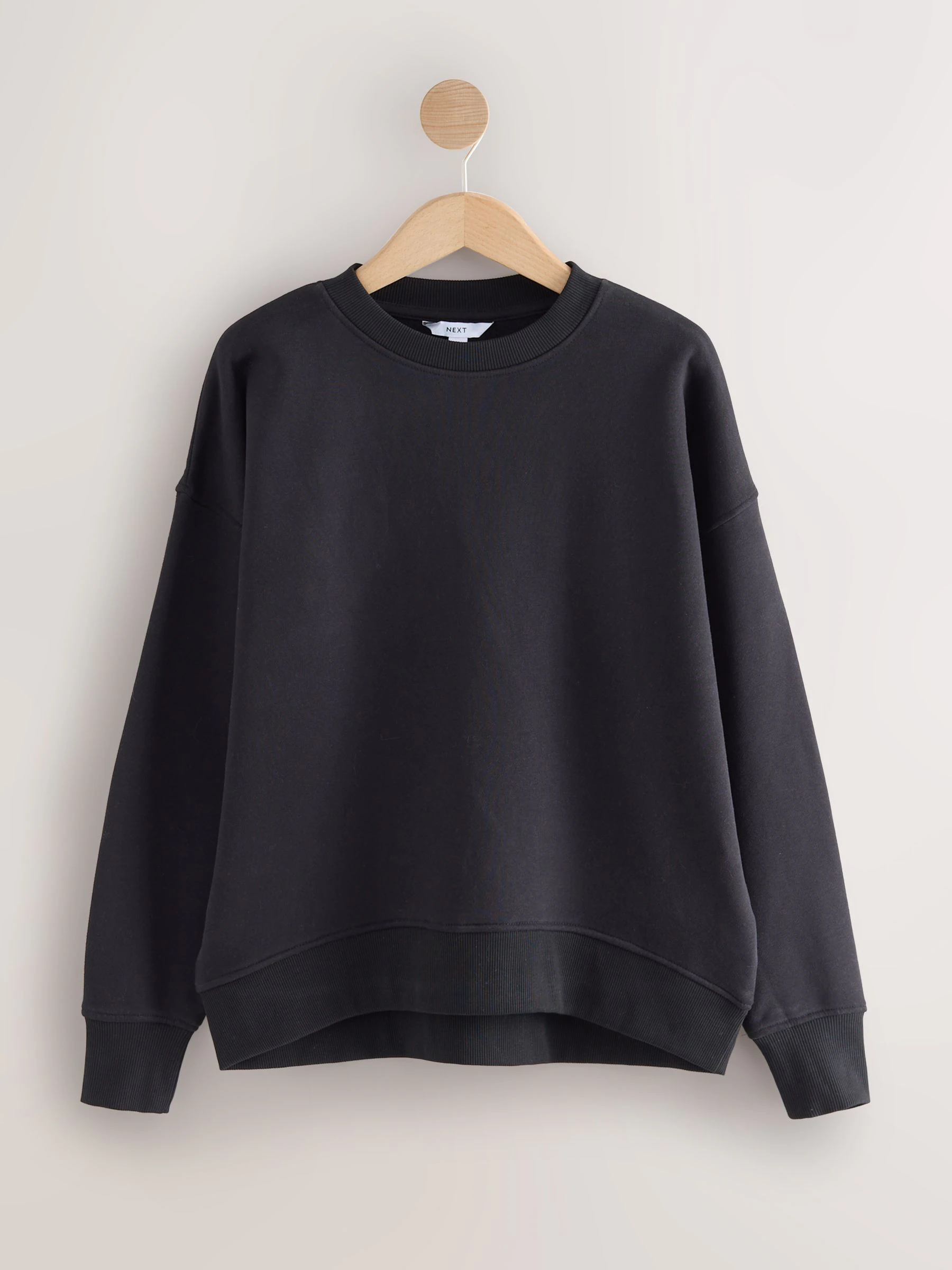 Ultiem zwart - Supersoft Peached Essentials sweatshirt met ronde hals en naaddetail