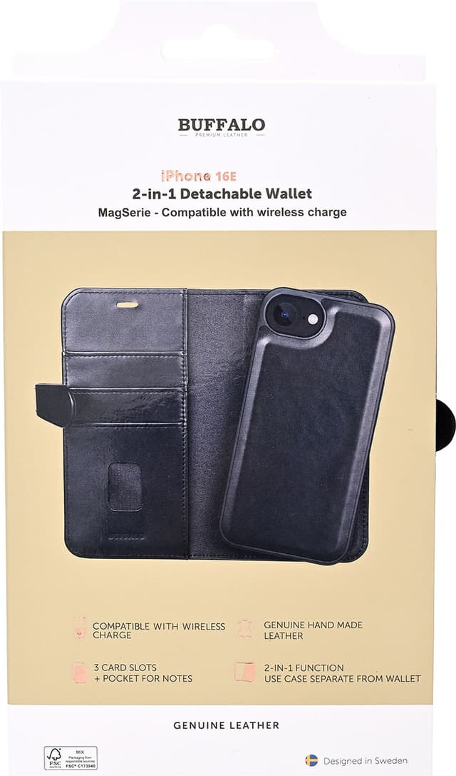 Buffalo iPhone 16E 2i1 pungetui (sort)
