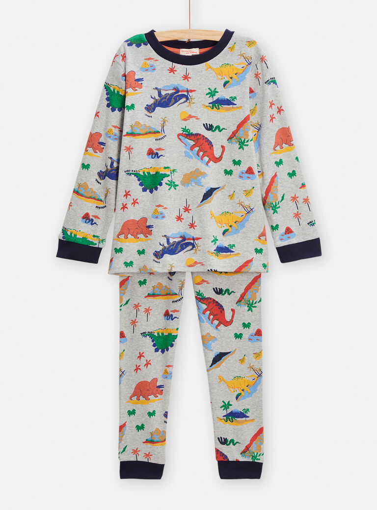 Pyjama en côtes gris imprimé dinosaures pour garçon