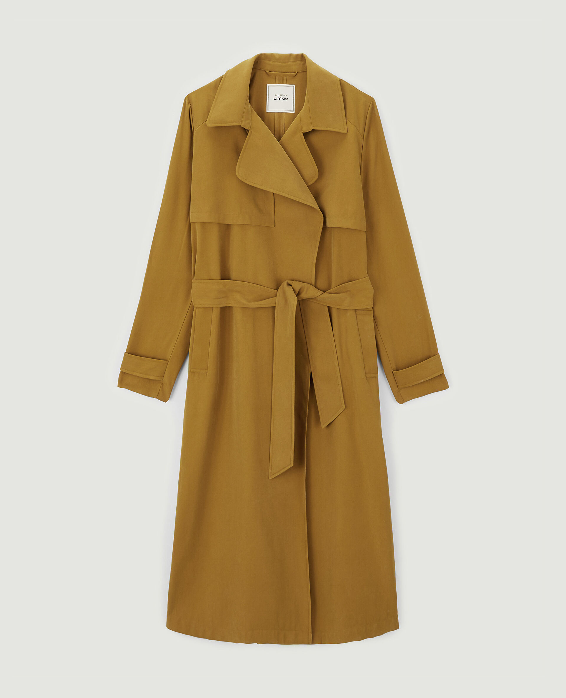 Trench long en tissu fluide - Marron