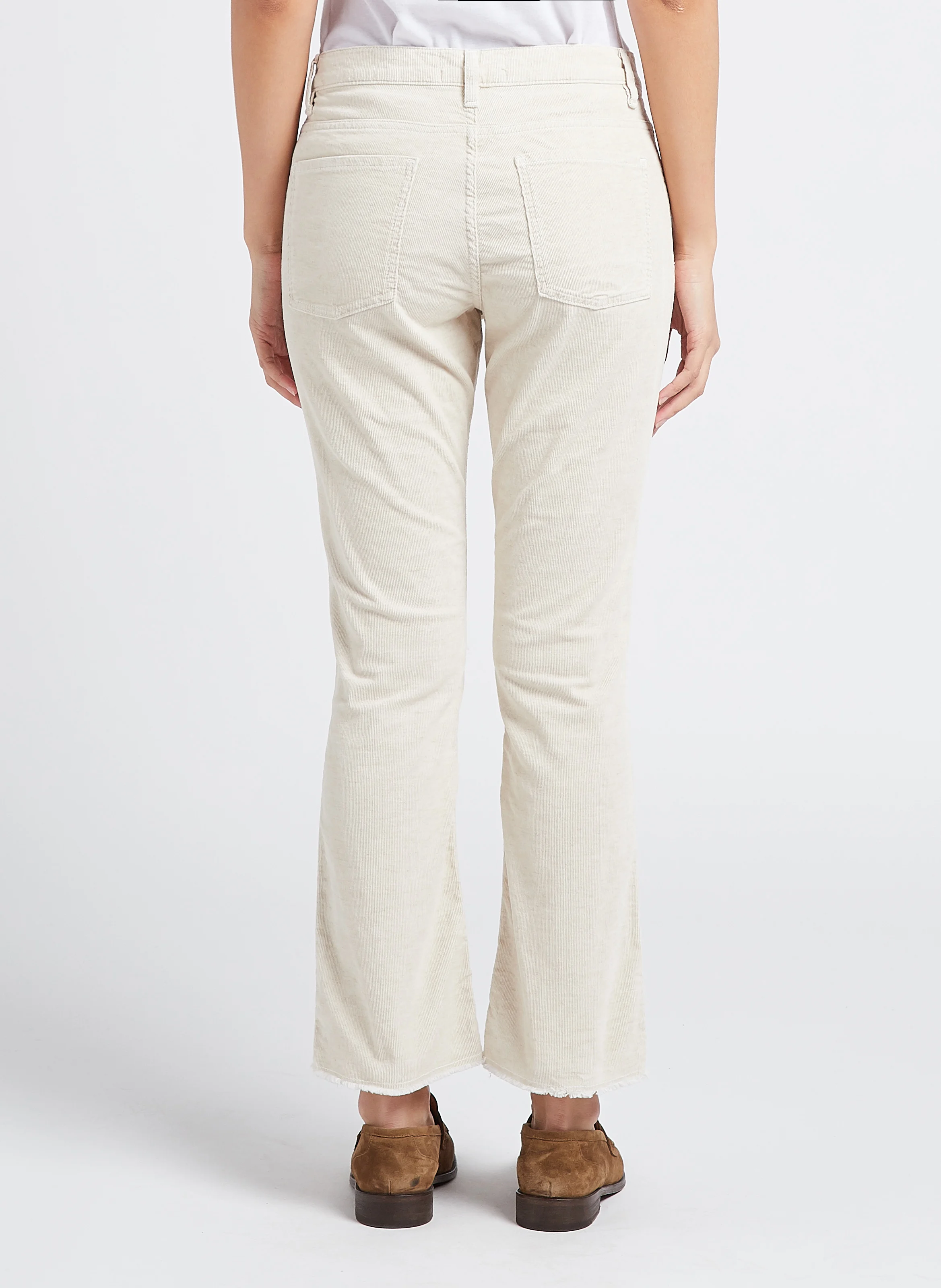 CARA - Jean bootcut cropped en coton mélangé | Blanc