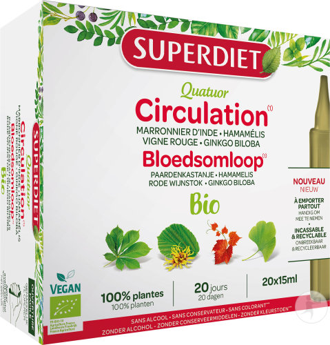 Superdiet Unicadose Quatuor Circulation Bio Ampoules 20x15ml