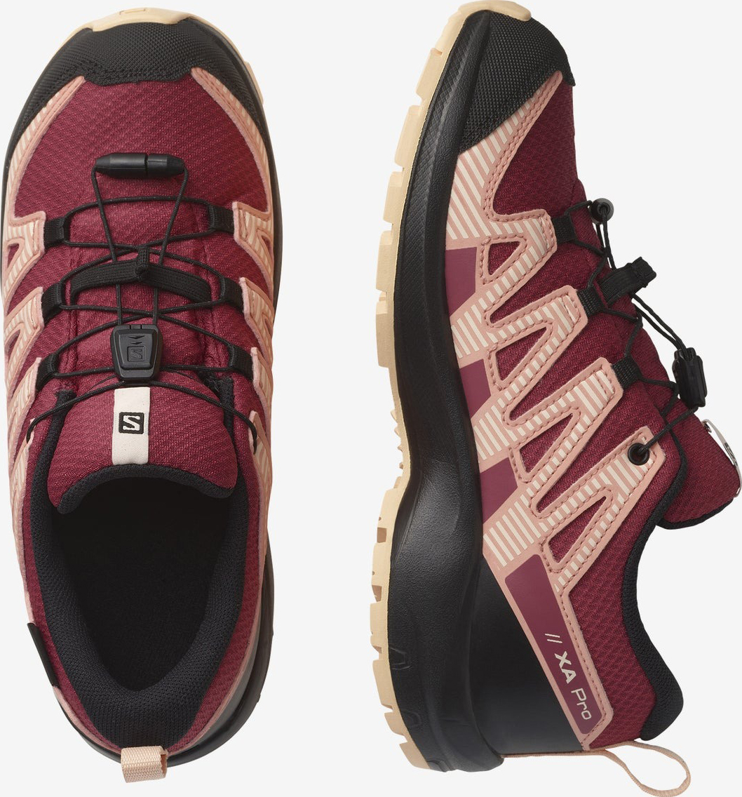 XA Pro v8 ClimaSalomon Waterproof Junior Earth Red/Black/Almond Cream