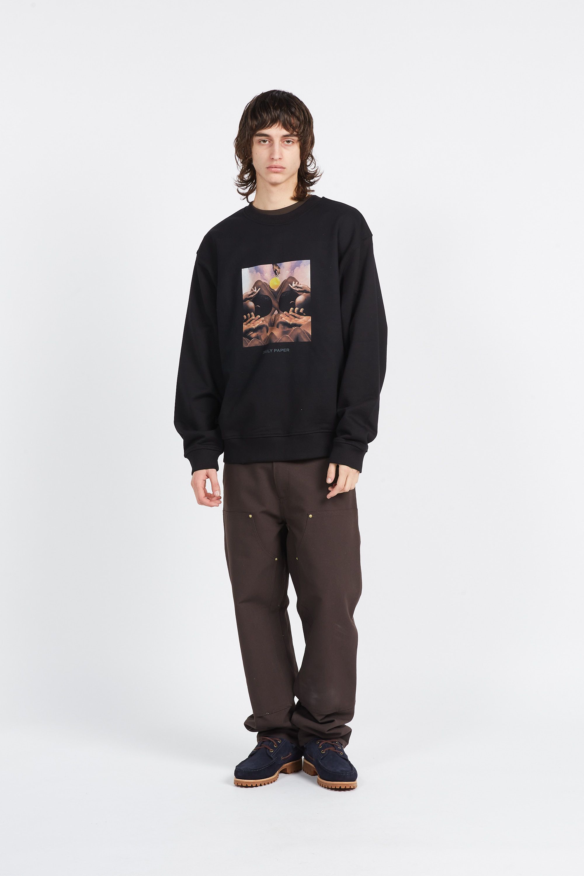 Daily Paper Sweatshirt landscape oversized sweater Noir