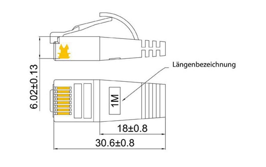 Slimpatchkabel RJ-45 - RJ-45, Cat 6, STP, 2 m, GrauGeschirmtes Twisted-Pair-Kabel (STP) mit Klinkenschutz
