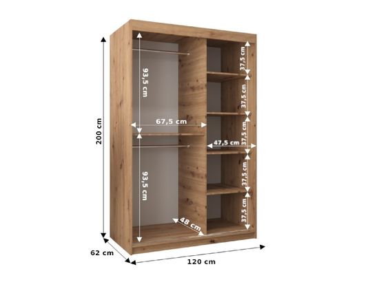 ABIKS MEUBLES - Armoire royal 200/120/62 2 portes (blanc)