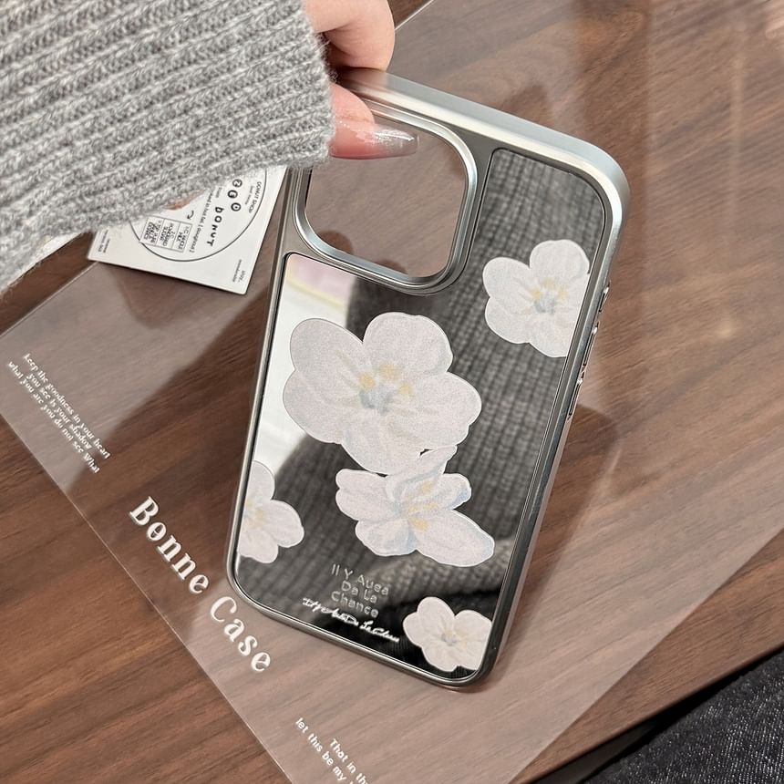 kloudkase - Bloemen gespiegeld telefoonhoesje - iPhone 16 Pro Max / 16 Pro / 16 Plus / 16 / 15 Pro Max / 15 Pro / 15 Plus / 15 / 14 Pro Max / 14 Pro / 14 Plus / 14 / 13 Pro Max / 13 Pro / 13