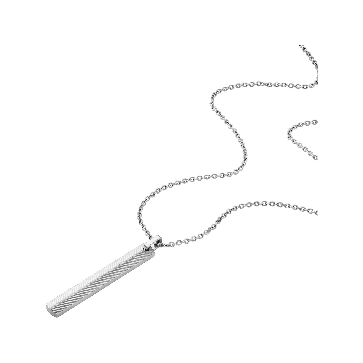 Collier FOSSIL acier inoxydable motif rectangulaire 60 cm