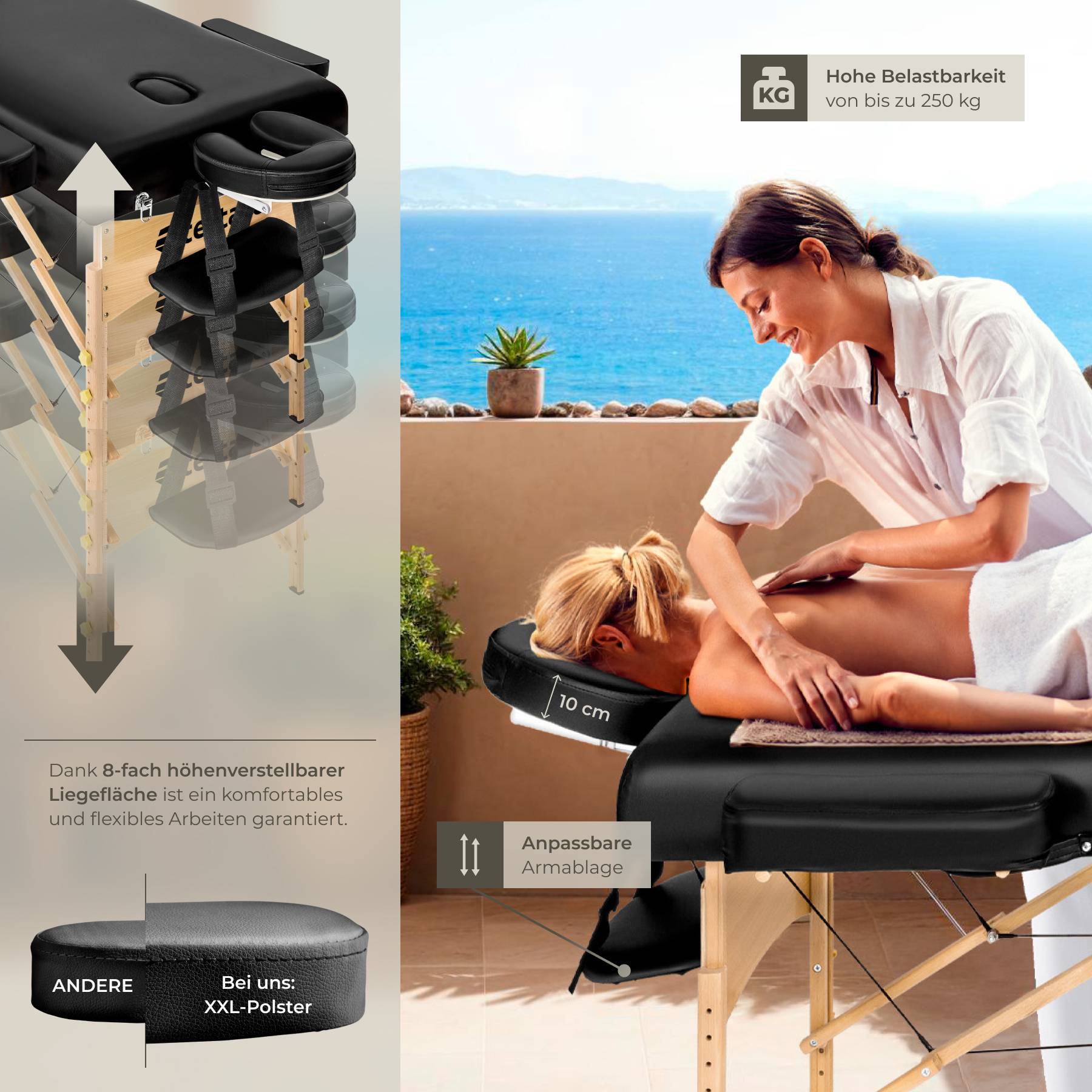 3 Zonen Massageliege-Set