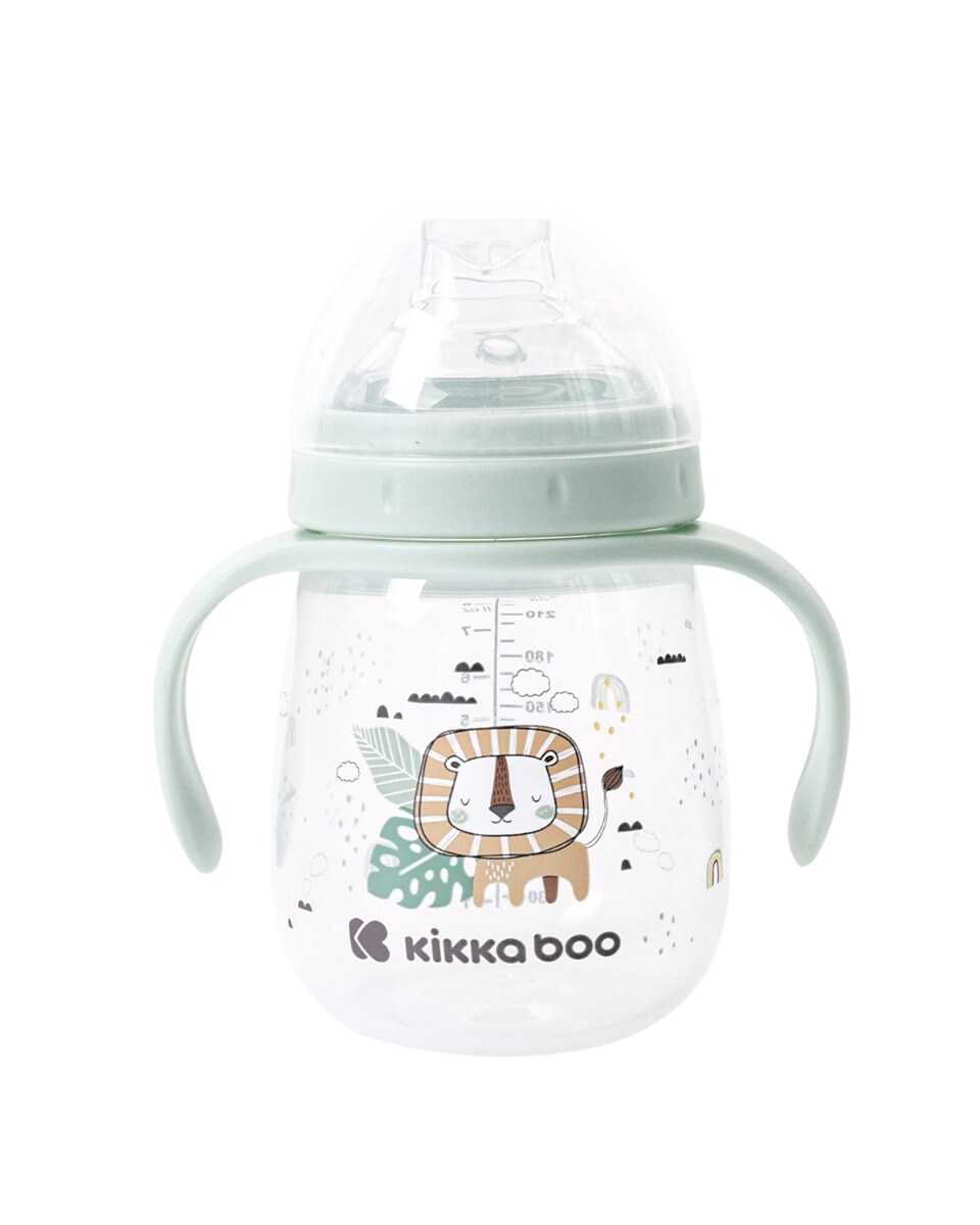 Kikkaboo Baby-Trinklernbecher Savanna 240 ml Deckel bequemer Griff ab 6 Monaten grün