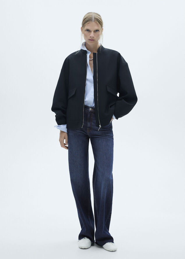 MANGO Danila medium-rise wideleg jeans Open blue