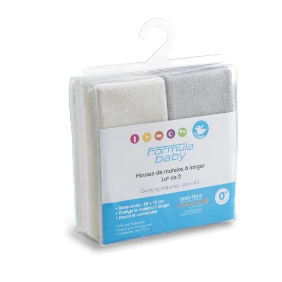 Lot de 2 housse à matelas à langer   Ecru/Perle        de               Formula Baby
