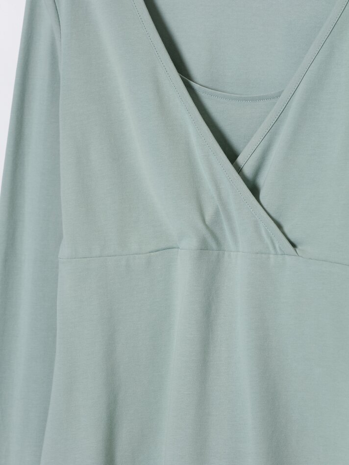 Blusa de amamentação com decote cruzado - Verde Centro Cirúrgico