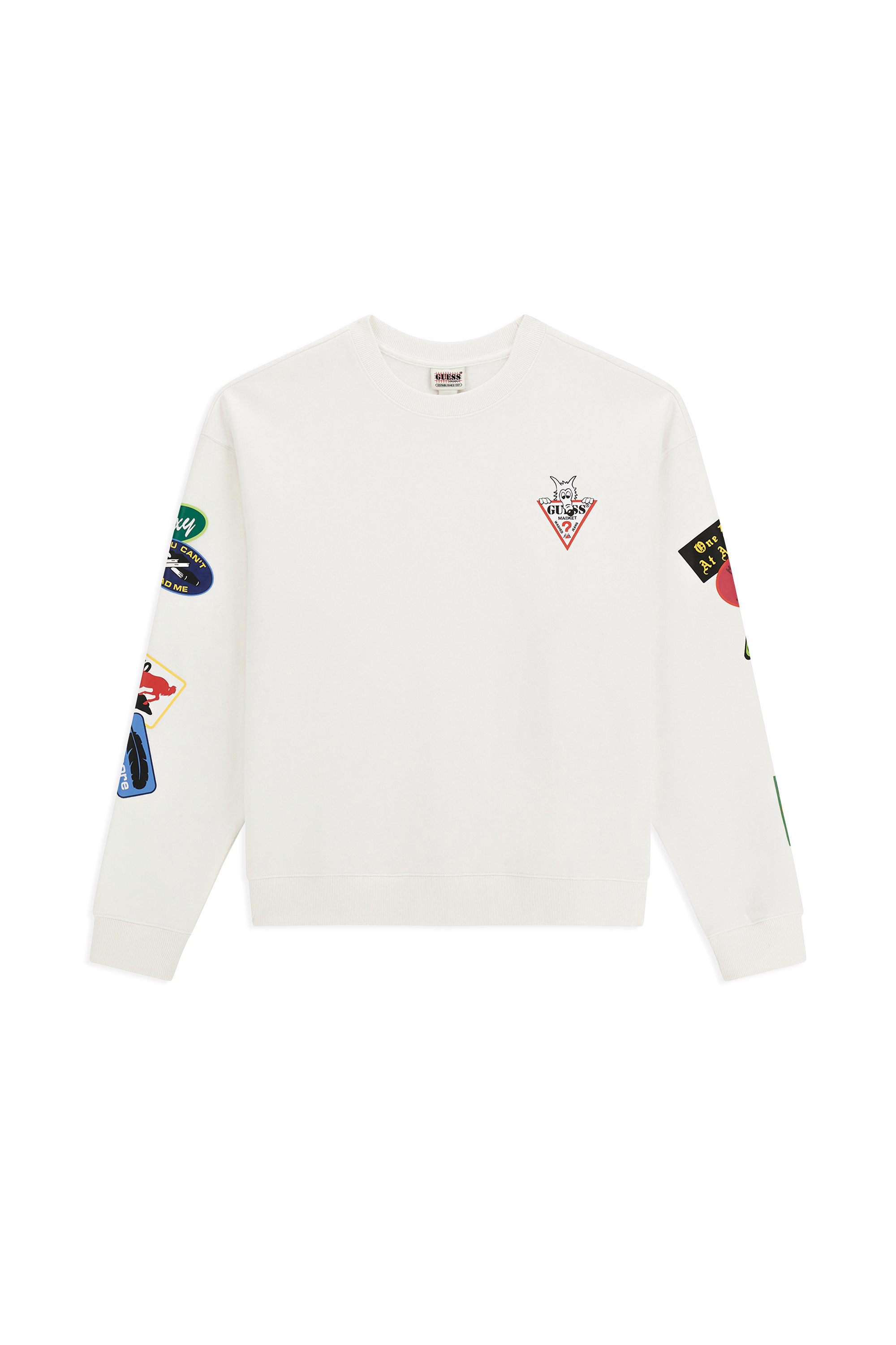 GUESS ORIGINALS Sweatshirt GO MARKET CREW Blanc
