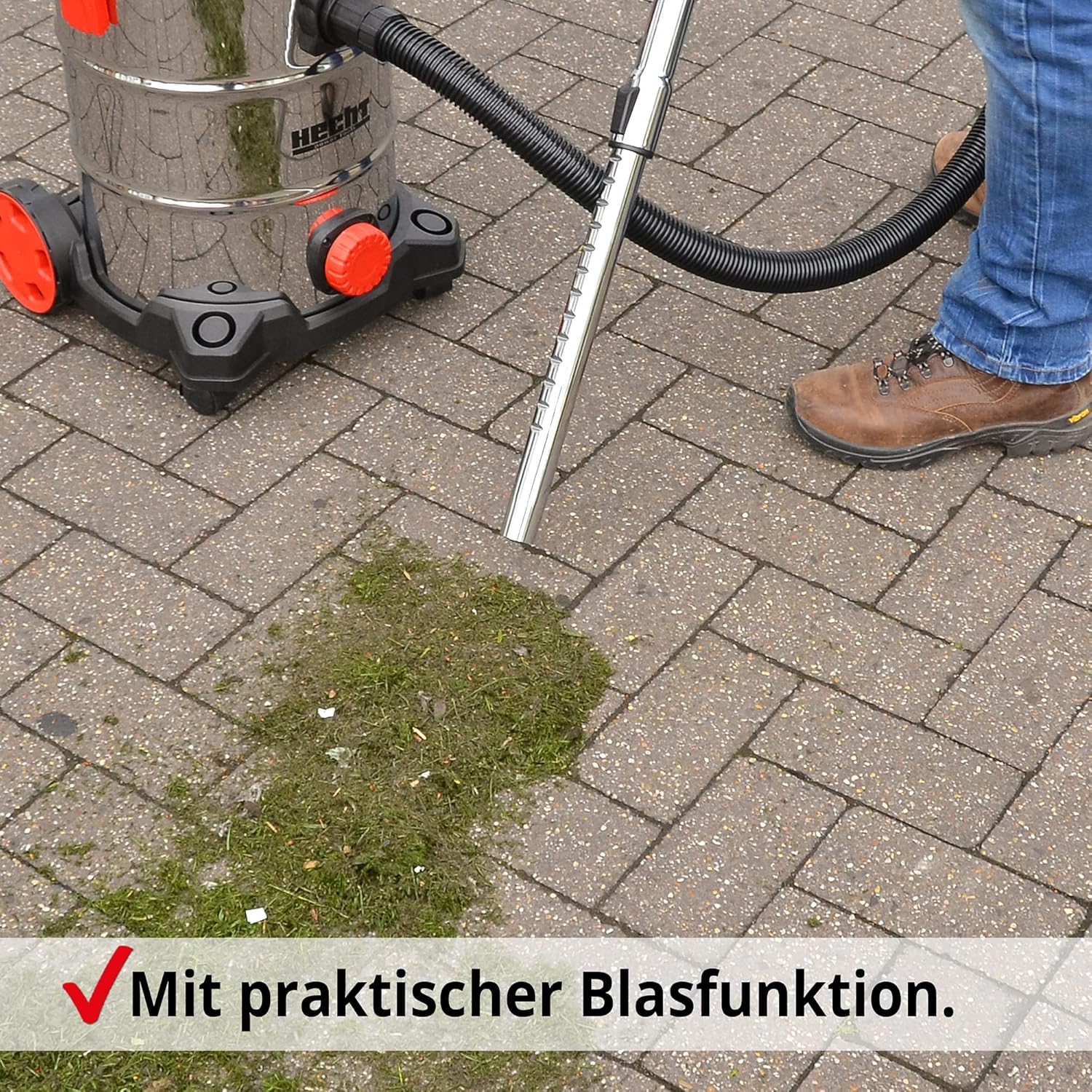 Hecht Nass und Trockensauger – starker Industriestaubsauger mit Steckdose – Einschaltautomatik – 35 Liter Behälter – Blasfunktion – umfangreiches Zubehör – mit & ohne Beutel - Nass Trockensauger