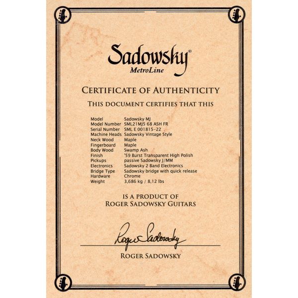 Sadowsky MetroLine 21-5 Vin MM 59´Burst