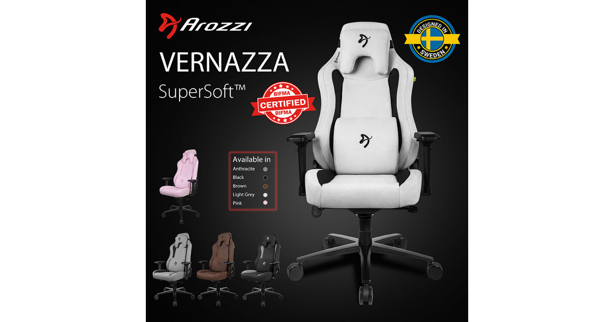 ArozziVernazza Supersoft Fabric - Light Grey gamestoel  (Lichtgrijs)