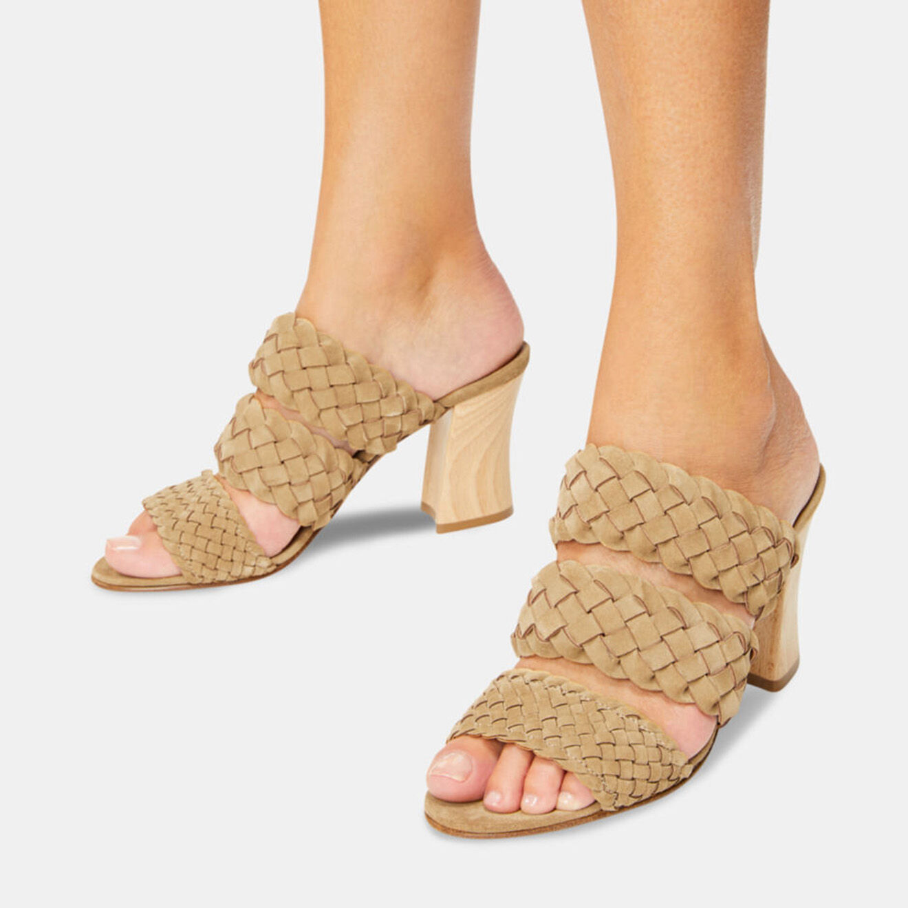 Michel Vivien Mules en Velours de Cuir Dahe beiges - Talon 7.5 cm