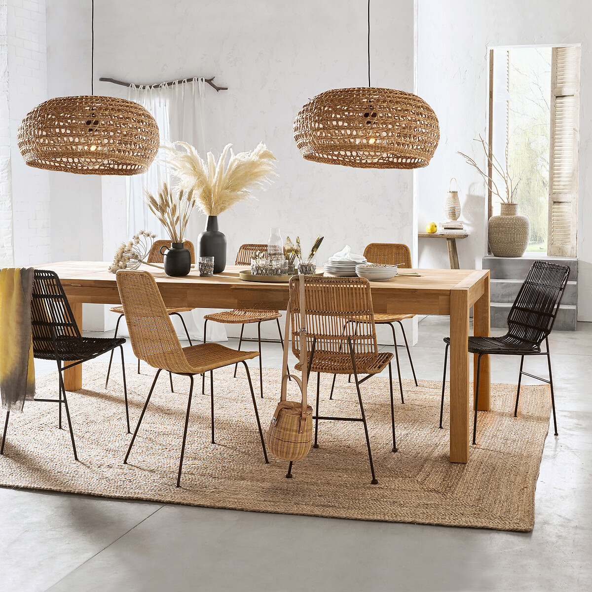 LA REDOUTE INTERIEURS<br>Mesa de jantar em carvalho para 6 - 12 pessoas, Adelita