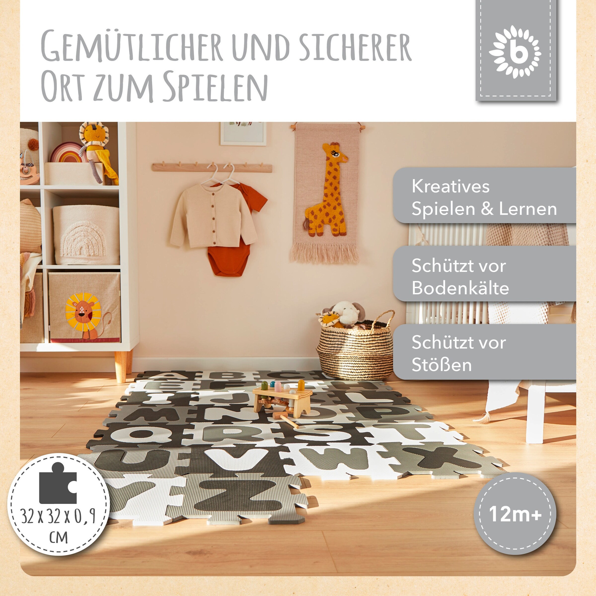 Bieco Puzzlematte 52 tlg Nordic - ab Geburt Schwarz
