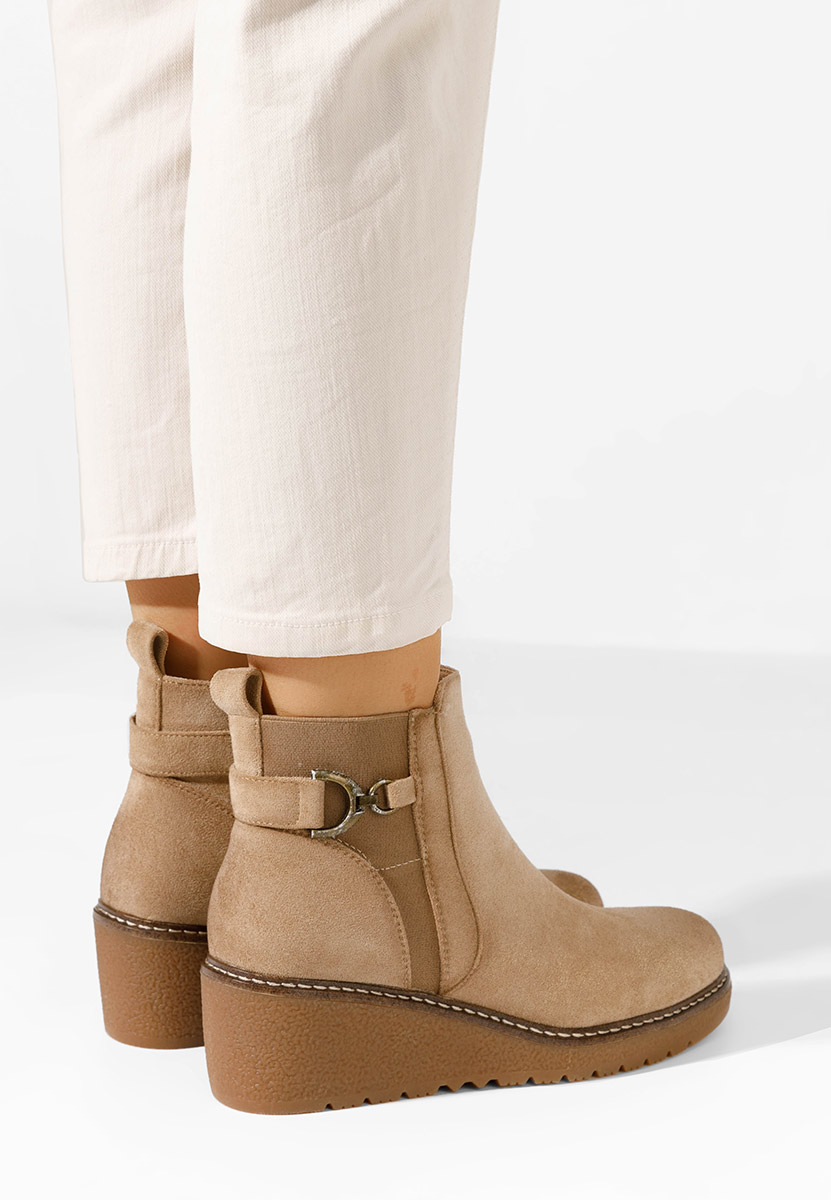 Bottines compensées beige Aderva