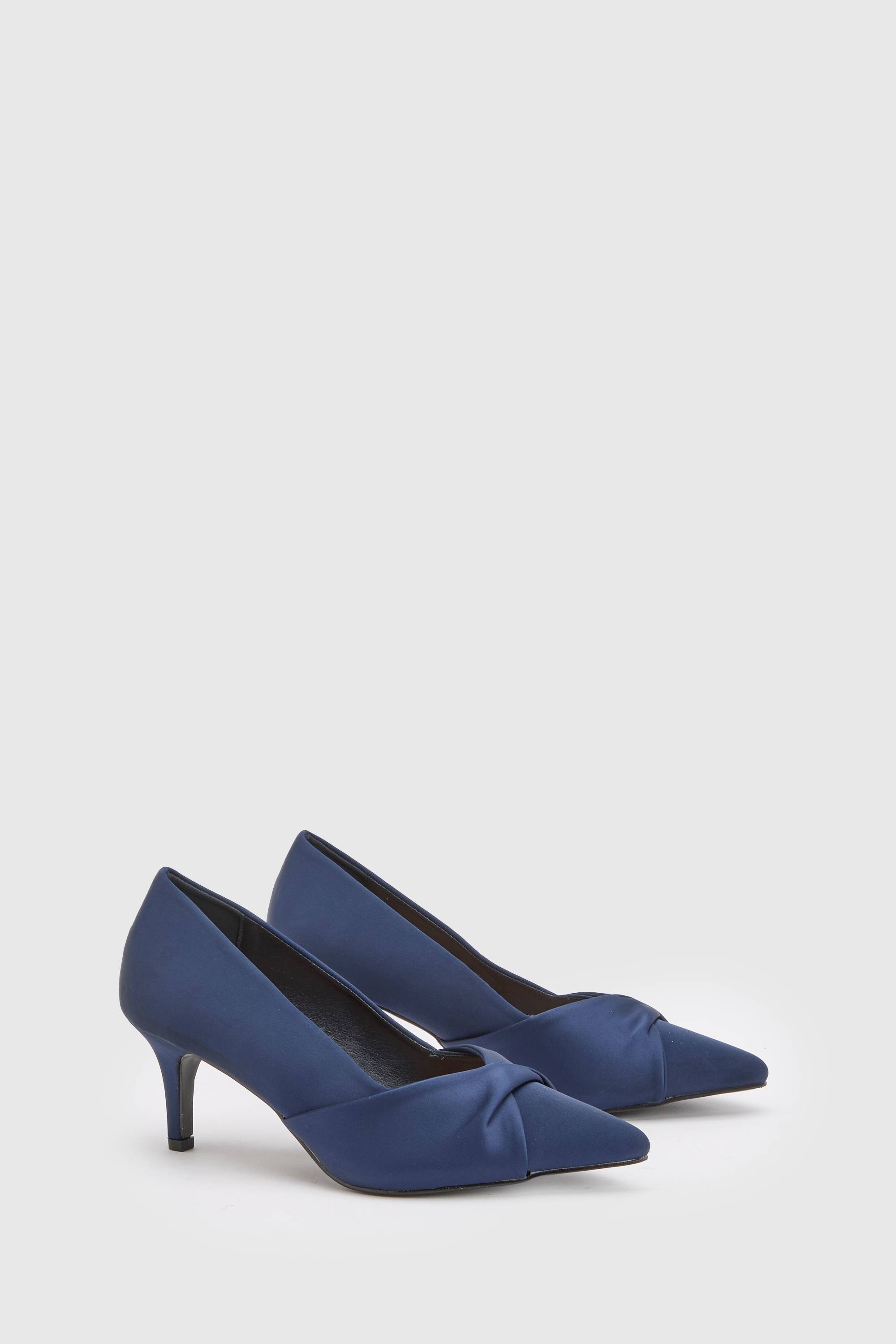 Wallis Escarpins À Talon Bobine Avec Chaussette Confort, Coupe Large Delina En Satin À Détail Torsadé Sur Le Devant