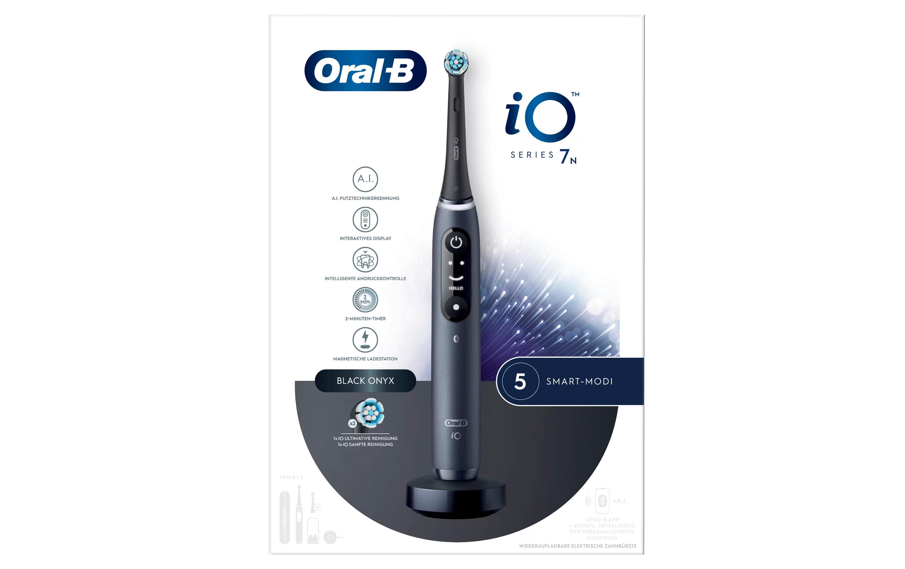 iO Series 7N Elektrische Zahnbürste mit Induktiver Ladestation / OLED Display / Aufbewahrungsbox (14007697) - Black Onyx