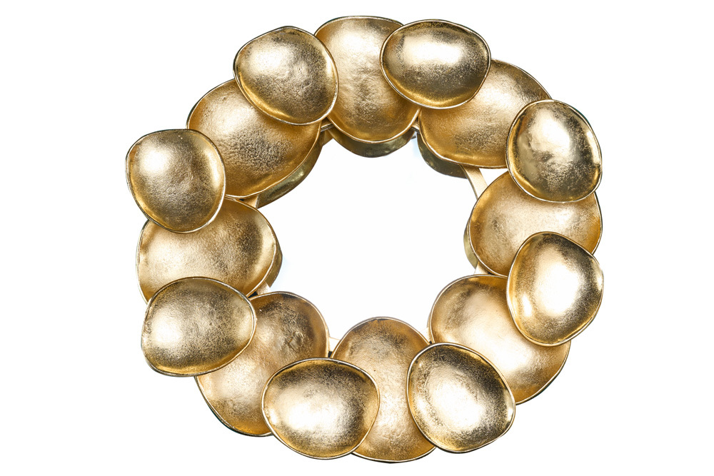 Design Spiegel VARIATION L 73cm gold aus Metall Handarbeit
