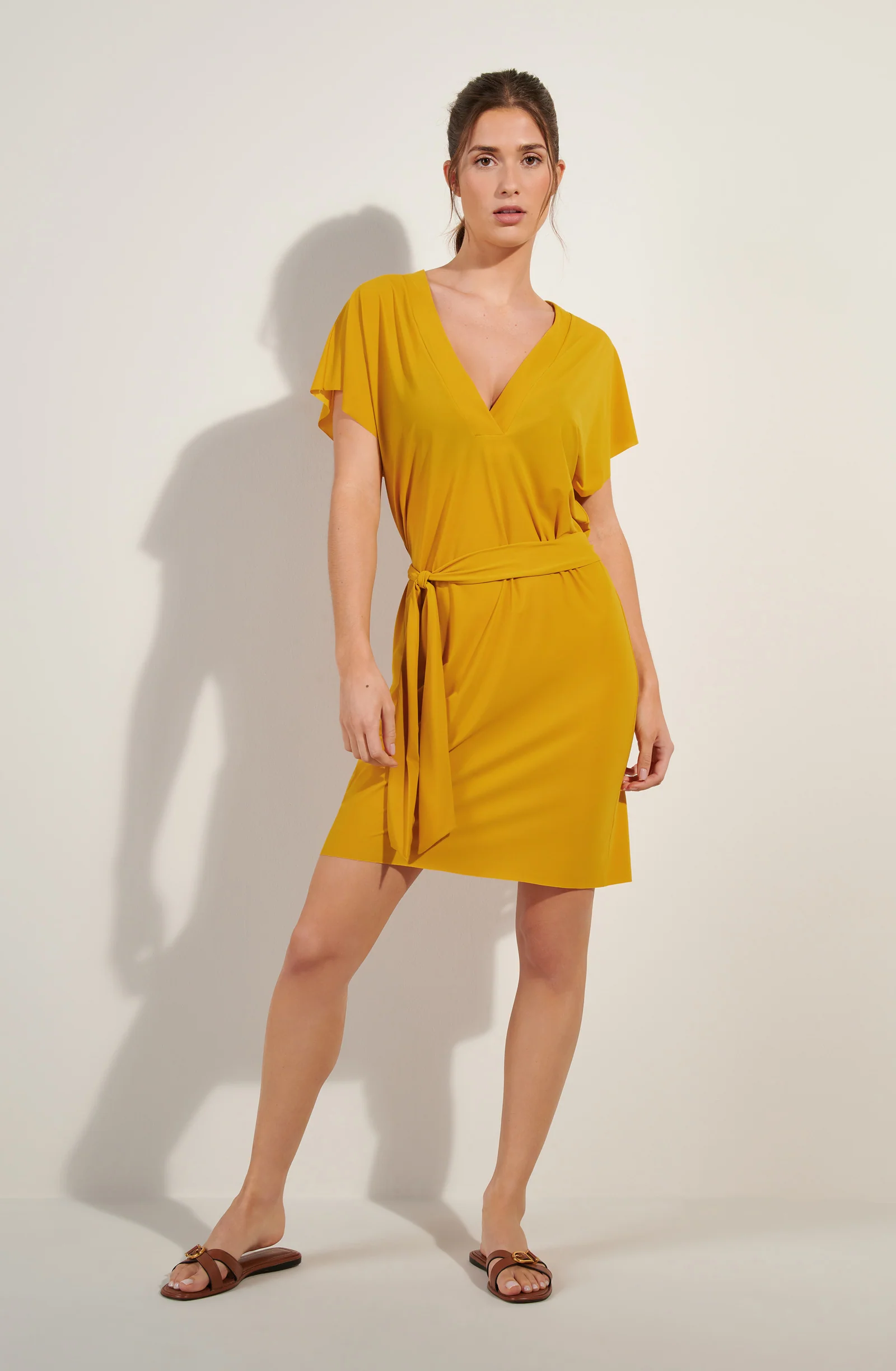 nalia Robe-tunique ample en voile léger ocre Ocre