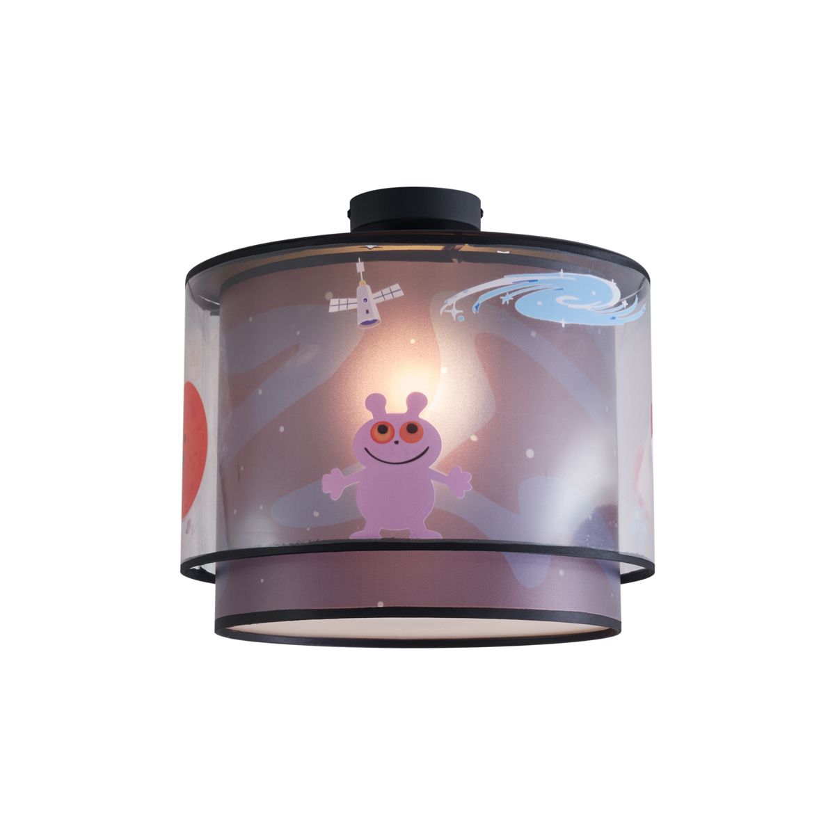 Kinder plafondlamp zwart met ruimteschip en sterren - Harrie in Space