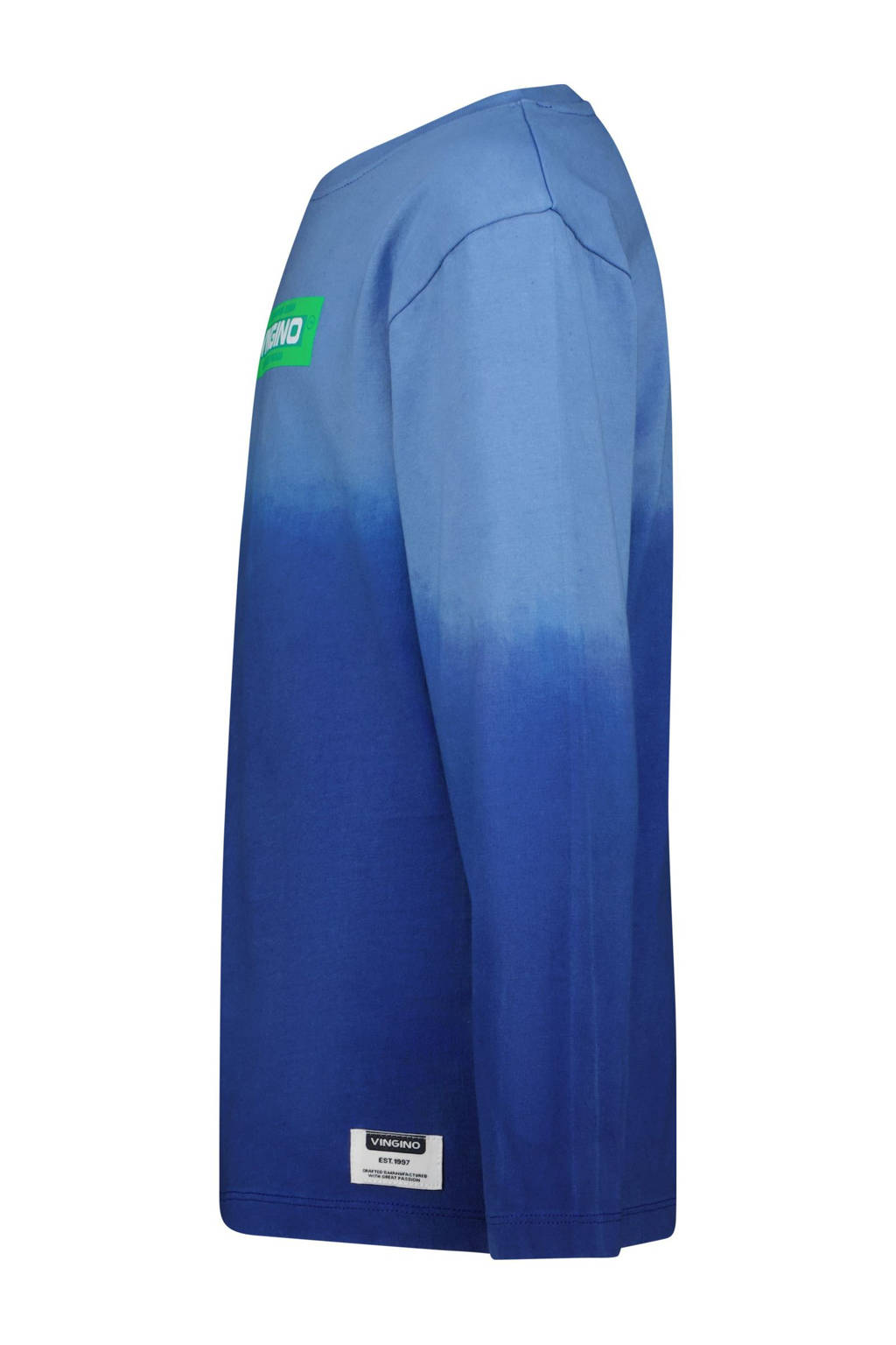 Vingino longsleeve Jolk met logo blauw/lichtblauw