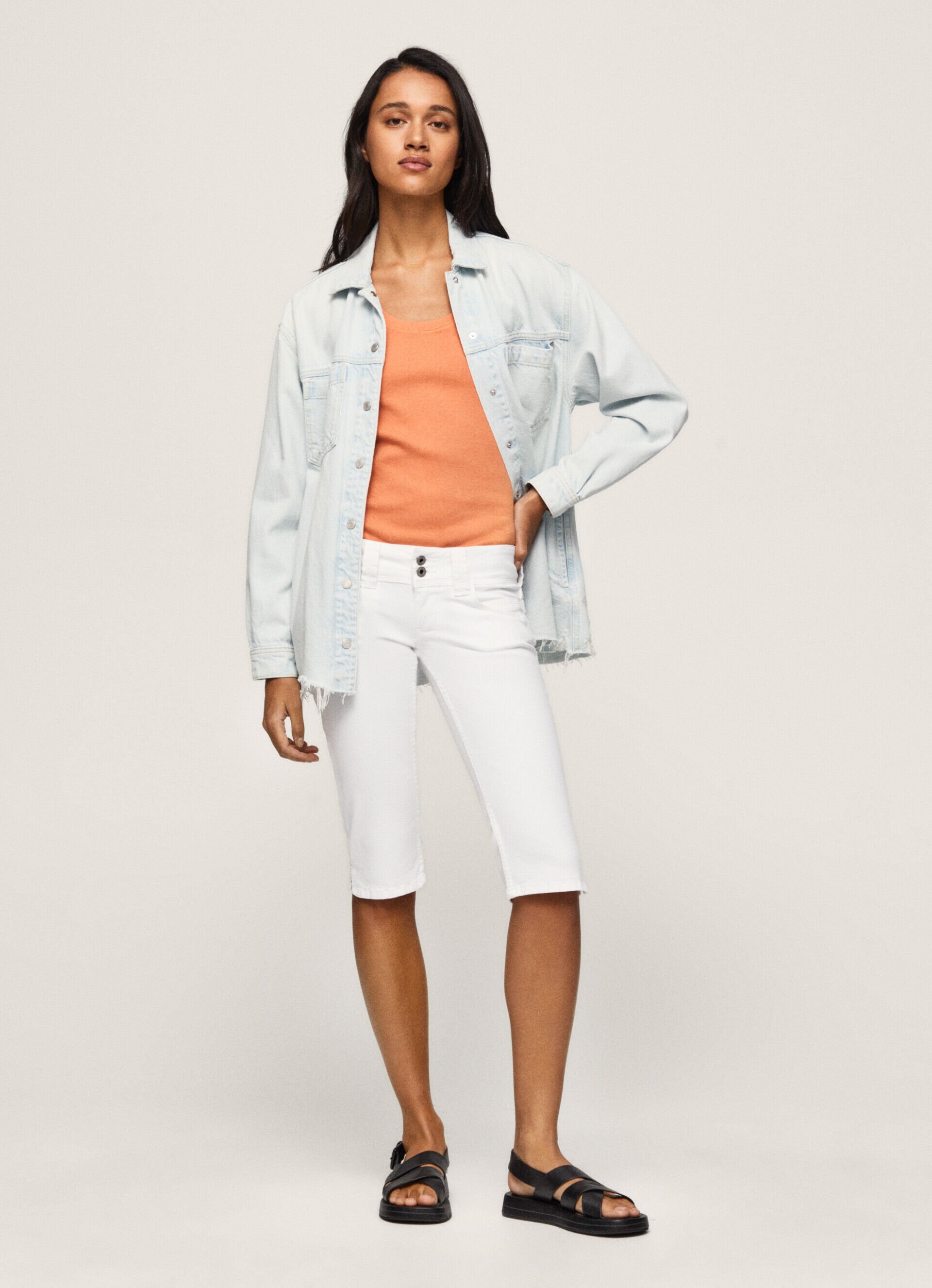 Shorts jeans cropped - branco