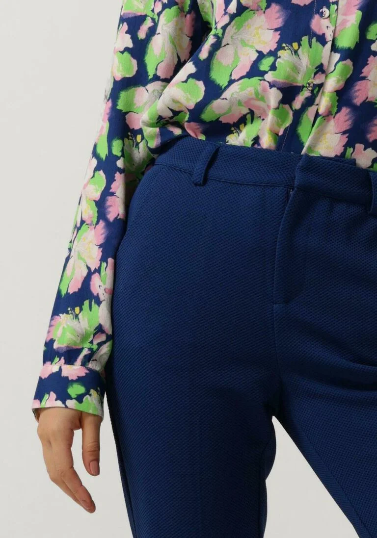POM AMSTERDAM donkerblauwe pom amsterdam flared broek pique flare ink blue pants
