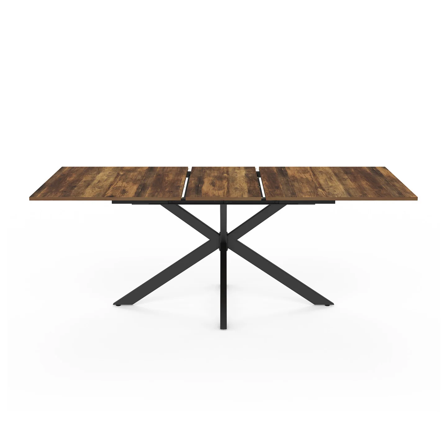 Table à manger extensible rectangle ALIX plateau HAWKINS 6-10 personnes bois foncé et noir 160-200 cm