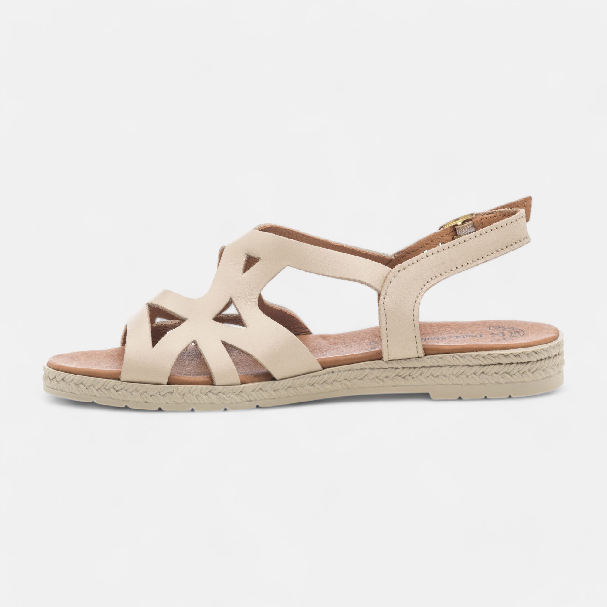 Nu-pieds Femme en cuir beige