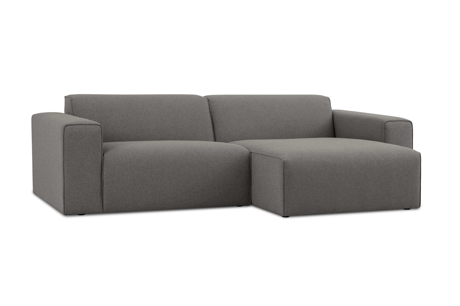 Styl 1,5-seter med sjeselong høyre Tekstil Lombardo 3/3 Warm Grey med sorte ben.