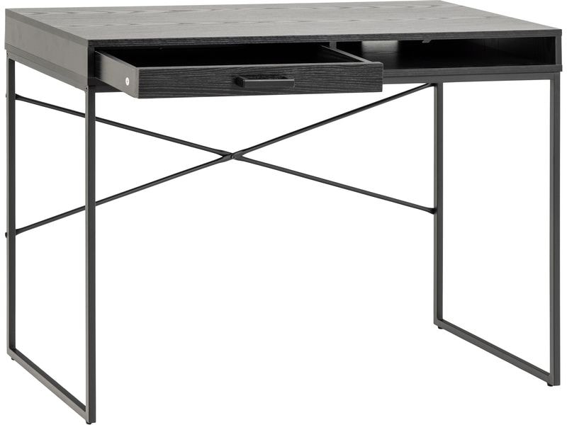 AC Design Tisch Seaford, Schwarz matt / Schwarz matt Bürotisch im modernen Industriestil