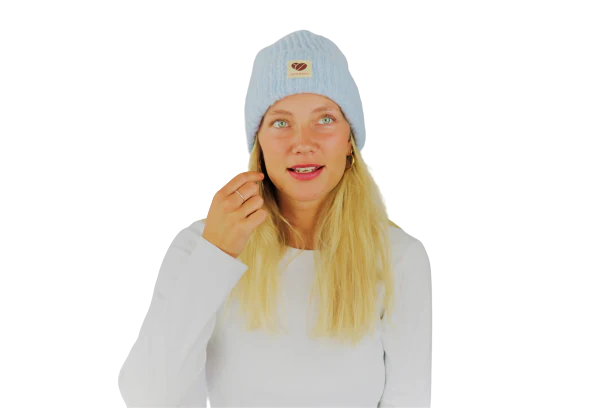 Coffee Beanies  Sky Beanie strikhue - lyseblå