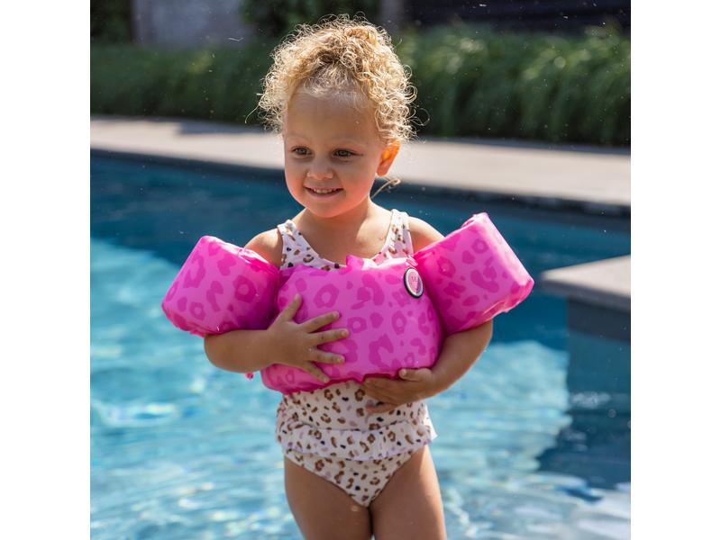 Swim Essentials Schwimmflügel Gurt 2-6 Jahre Leopard Pink Pfützenspringer mit Panther-Print