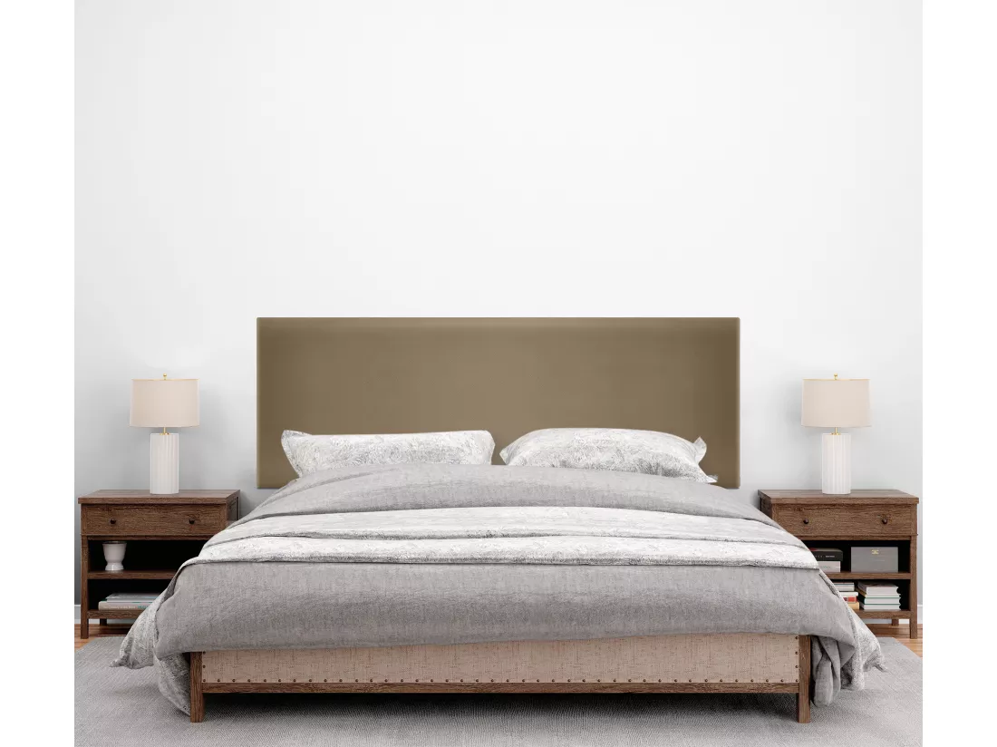 DHOME Tête de lit simili cuir lisse 160x105cm avec pieds Lits 150/160 - Marron Clair