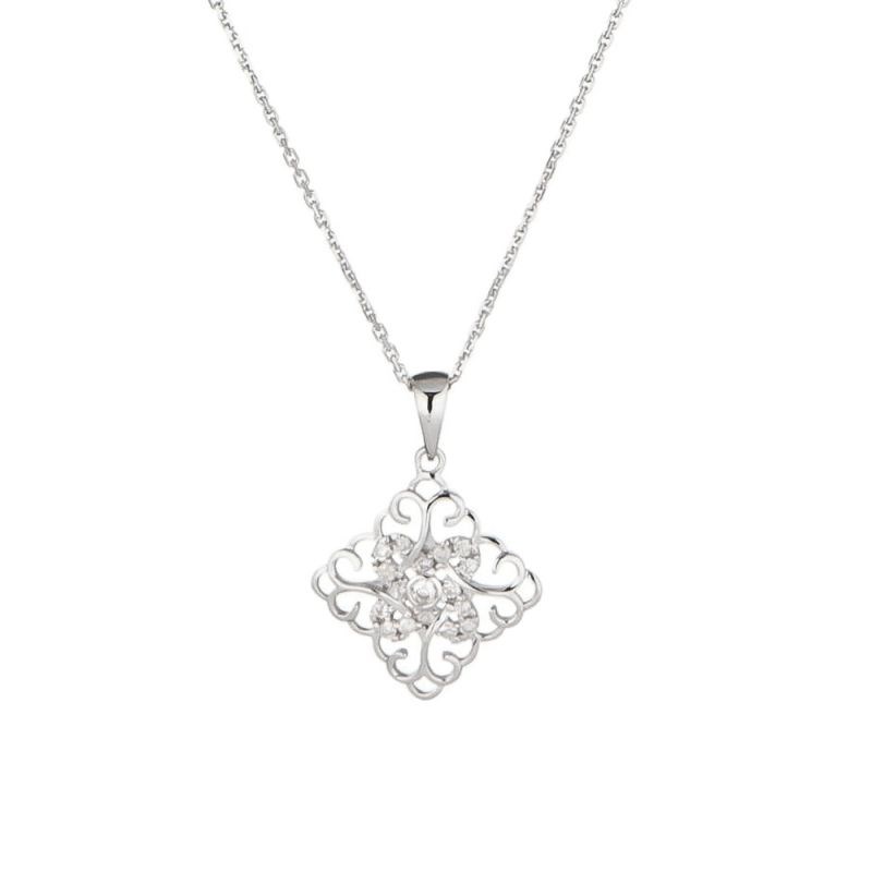Pendentif Or Blanc et Diamant