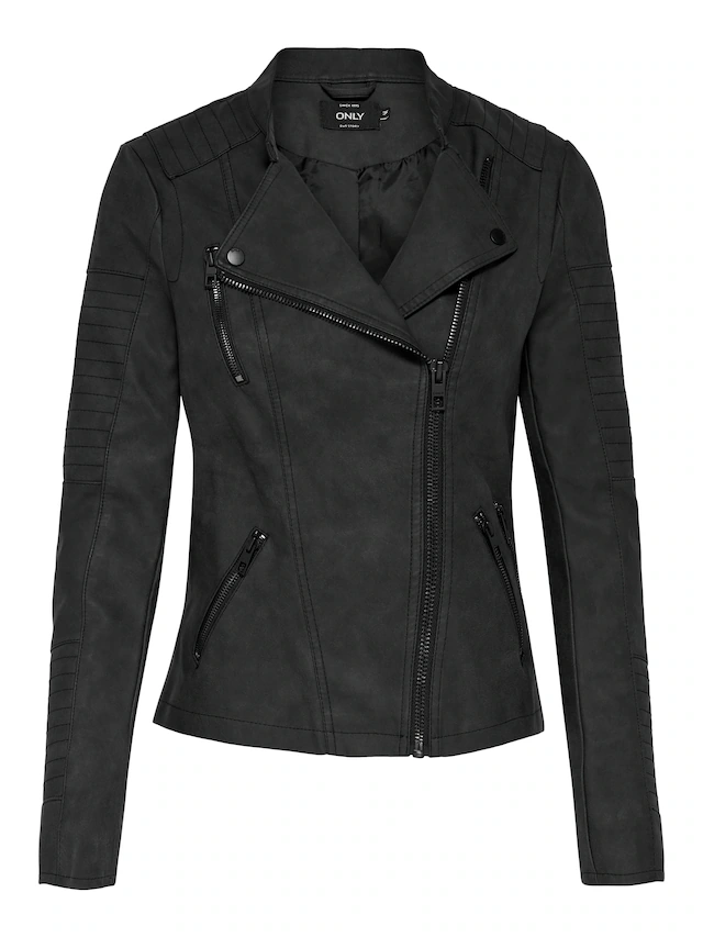 ONLY Lederimitatjacke »ONLAVA FAUX LEATHER BIKER OTW NOOS« mit Biker-Details