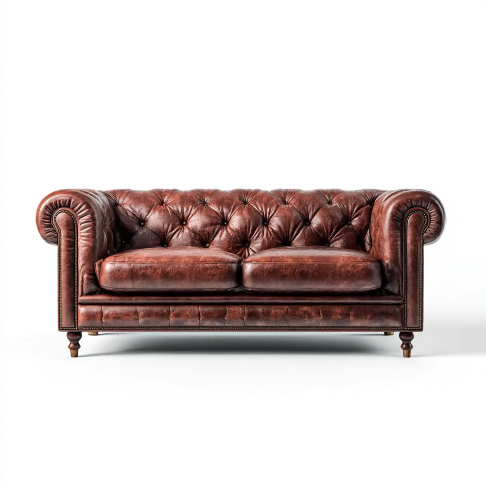 Ledersofa 2-Sitzer 180x90x80 cm – Vintage Braun – Klassisches Design