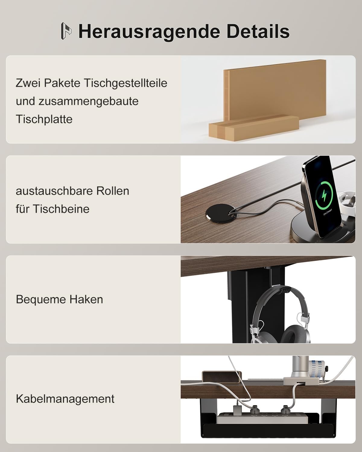 Homall Höhenverstellbarer Schreibtisch 200x80cm mit USB-A Ladeanschluss, Elektrischer Schreibtisch mit Kabel Management Tray, Standing Desk mit 3 Memory Funktion, Computertisch Nussbaum