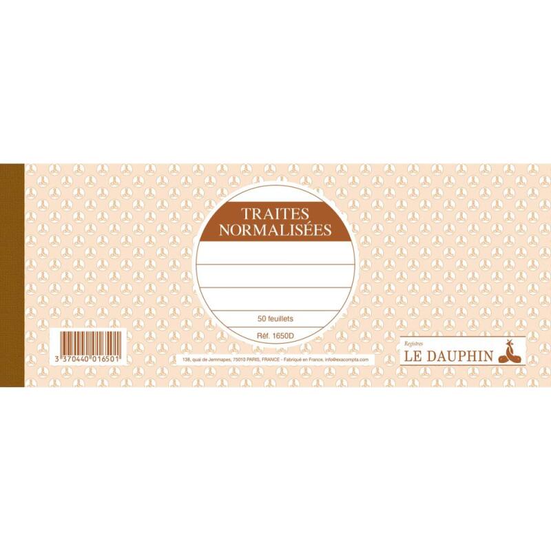 Carnet à souche 101X250 Traites normalisées 50 feuillets - Avoine