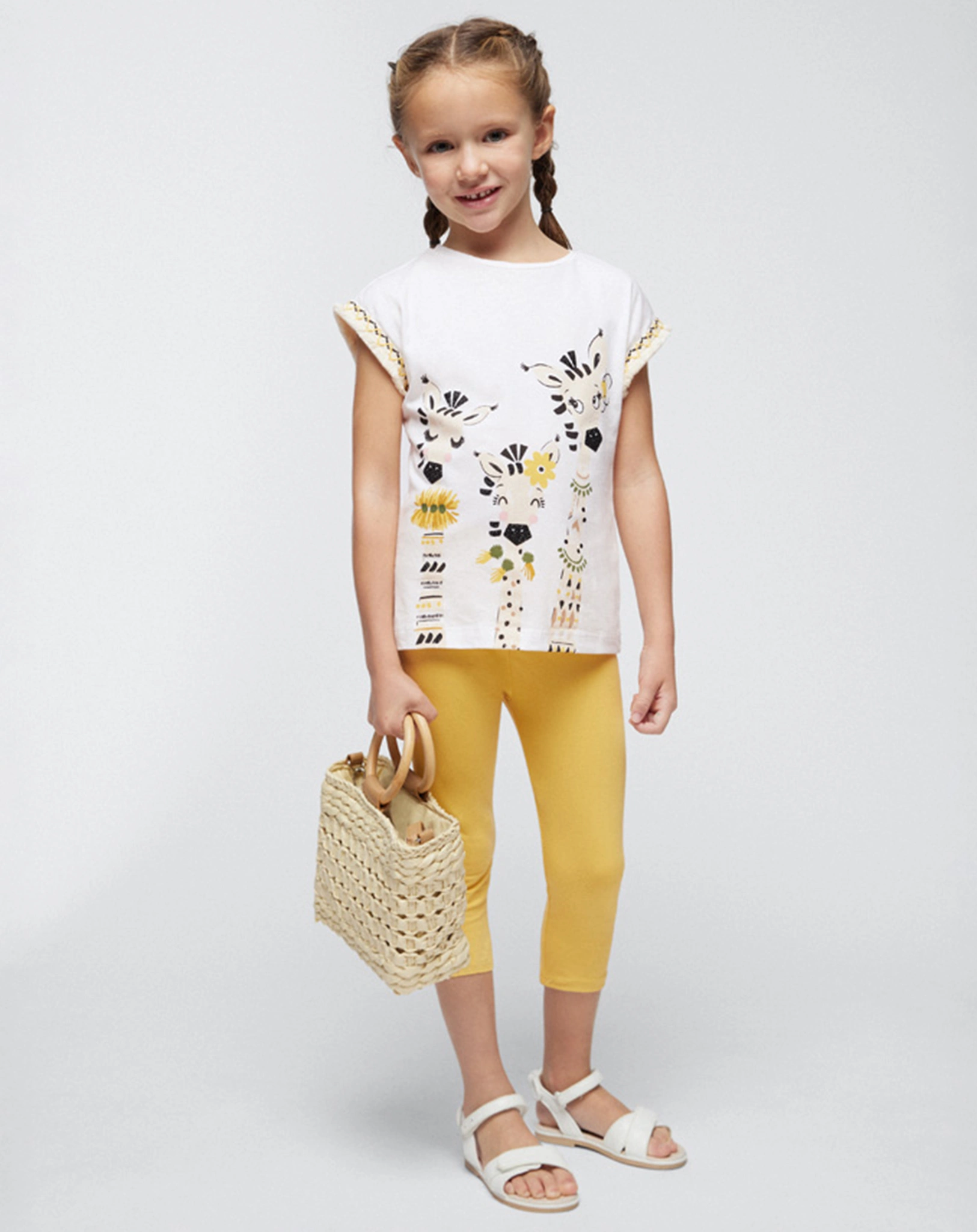 T-Shirt BONGO CAMP mit Leggings in weiß/gelb