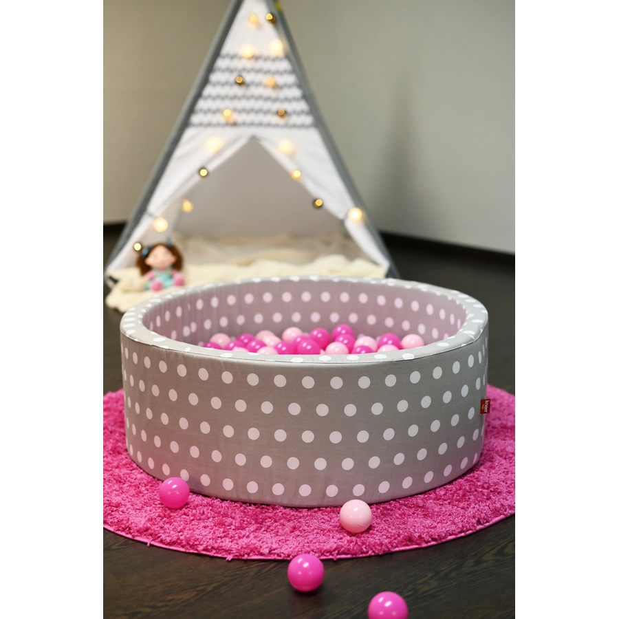 knorr toys® Bällebad soft - Grey white dots - 300 balls soft pink grau